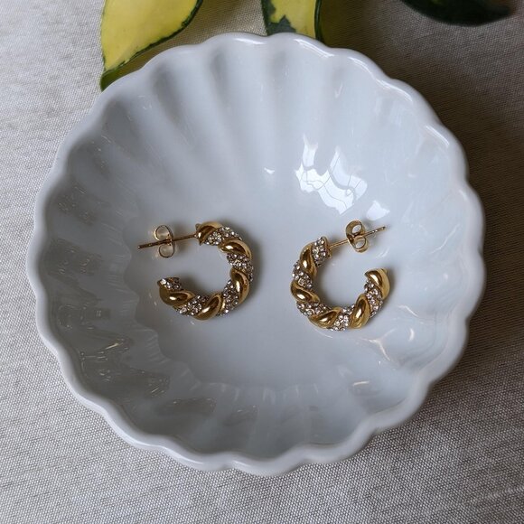 Waterproof Gold Earrings Tarnish Free 18k Gold PVD Plated Meivim Kavi Earrings - Picture 1 of 6